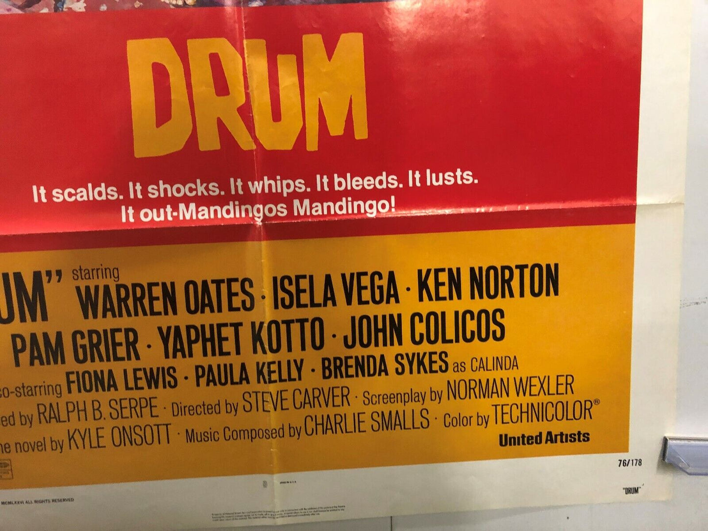 Drum (United Artists, 1976). One Sheet (27" X 41"). Blaxploitation Original 