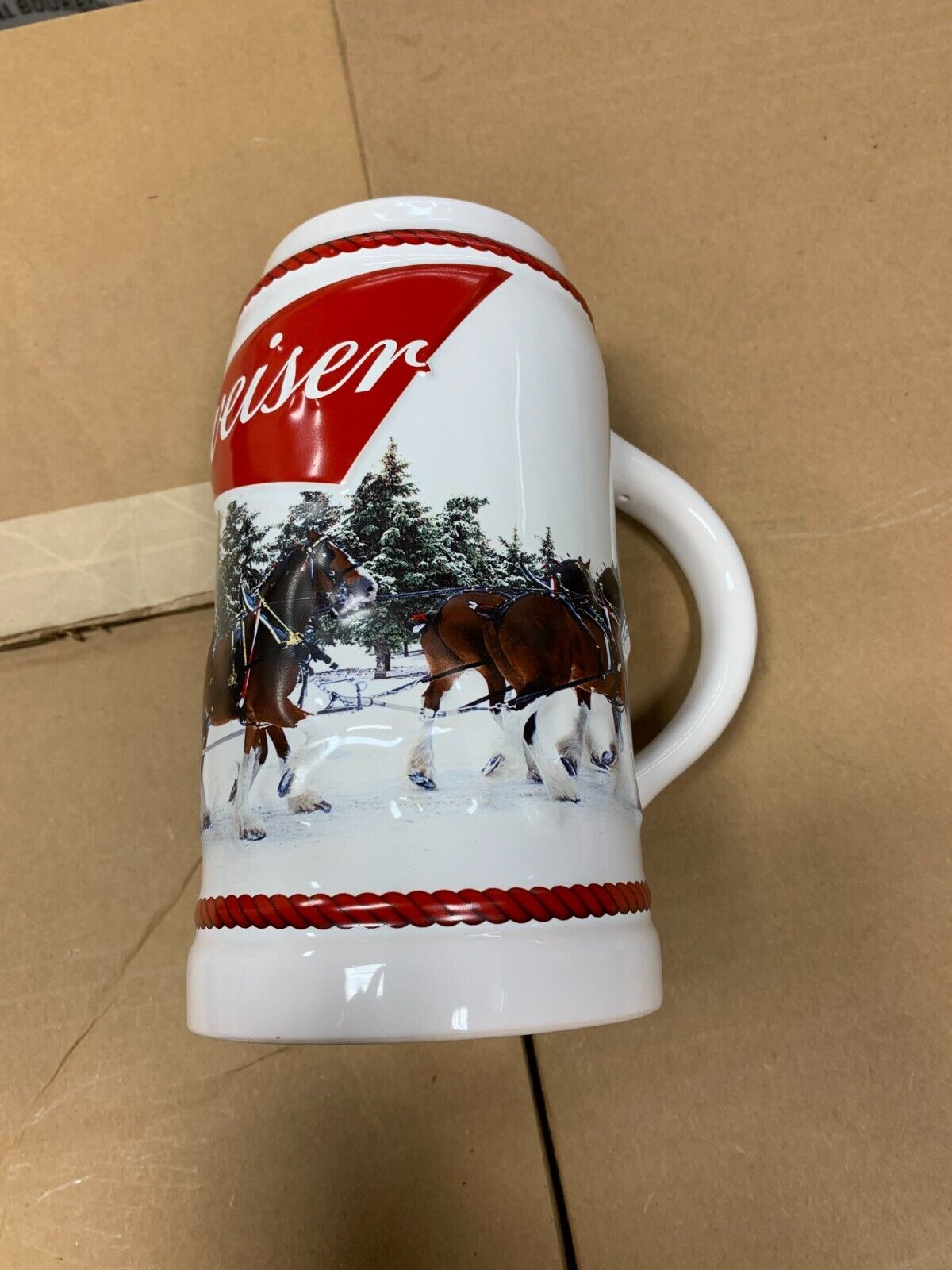 2016 Budweiser Stein "December Excursion" Holidays Xmas NIB w/ COA Clydesdales