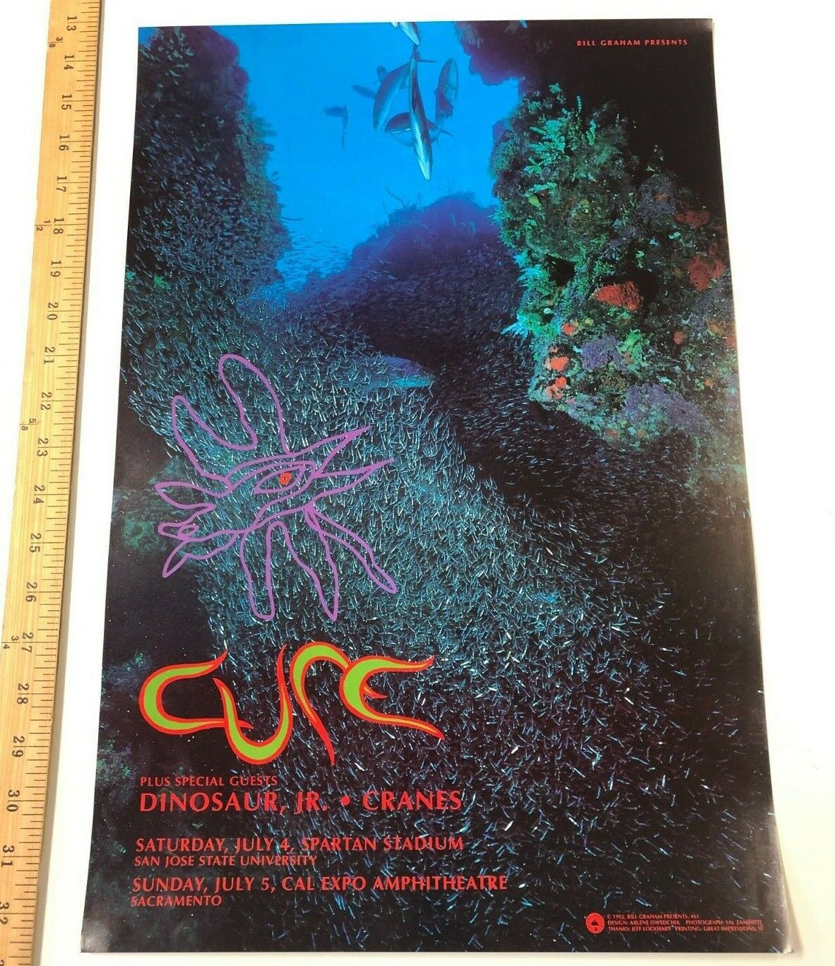 Bill Graham - 1992 - The Cure W/ Dinosaur Jr. In San Jose & Sacramento Original