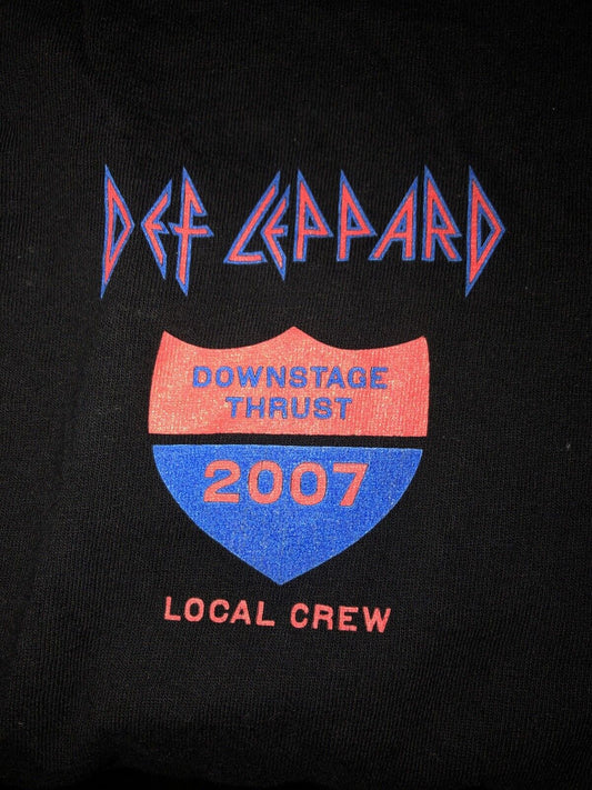 Vintage T Shirt - Def Leppard Downstage Thrust Local Crew 2007 Size XL Black