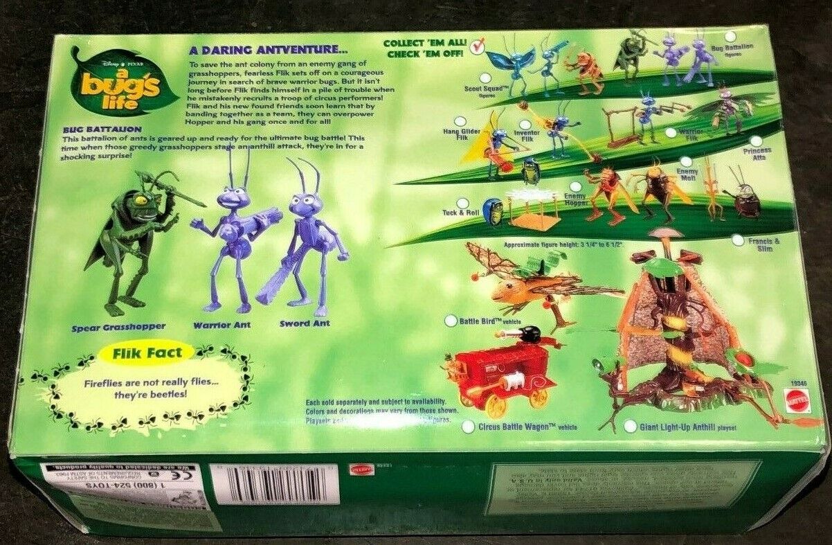 A BUGS LIFE DISNEY PIXAR BUG BATTALION WARRIOR ANT GRASSHOPPER Box Fresh 1998