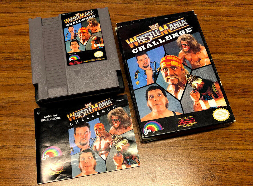 WWF WrestleMania Challenge Nintendo NES Authentic OEM Game Cartridge Box Manual