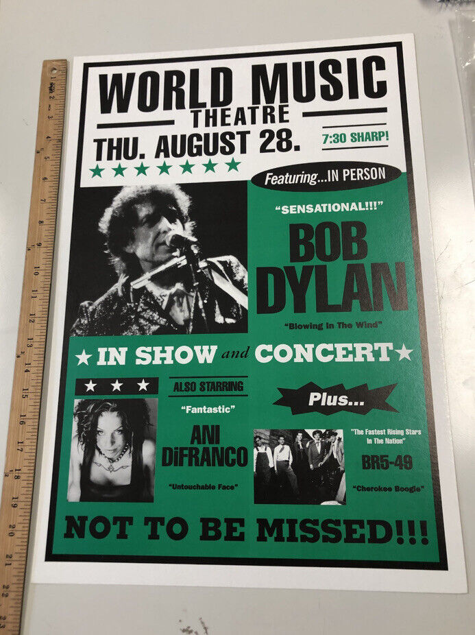 BOB DYLAN & VAN MORRISON august 28, 1998 world music CONCERT POSTER