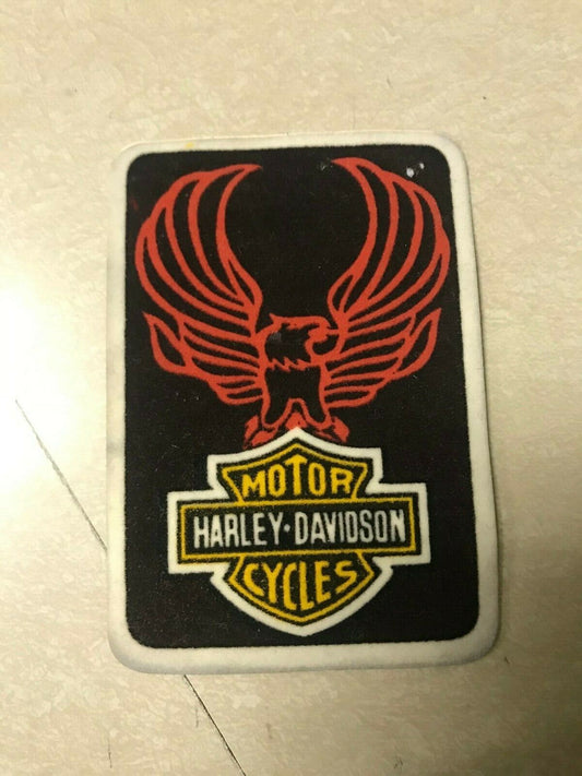 VINTAGE VELVET IRON ON PATCH Harley Davidson Eagle Logo Motorcycles Multi Color