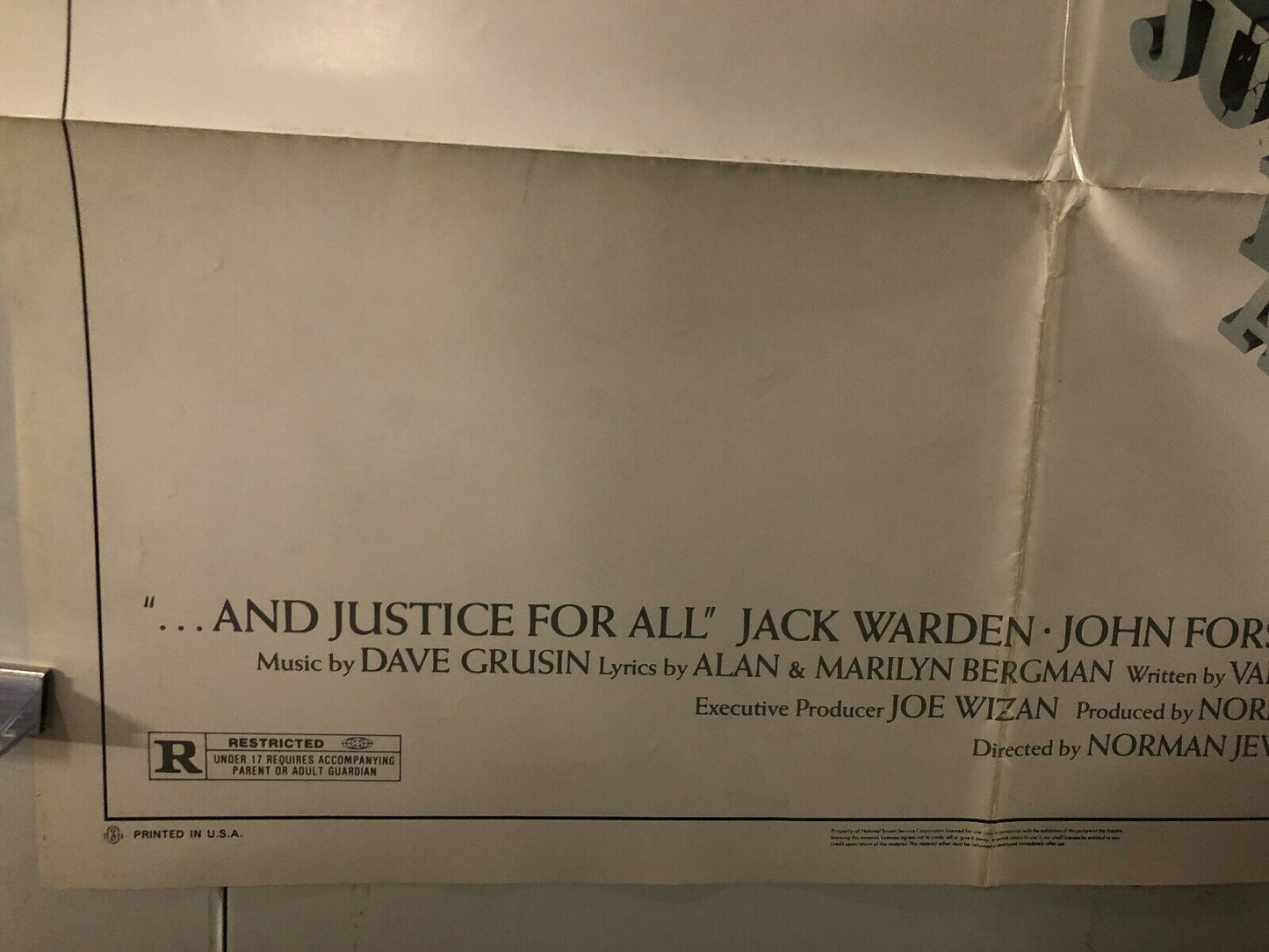 ...And Justice for All (Columbia, 1979). One Sheet (27" X 41"). Drama