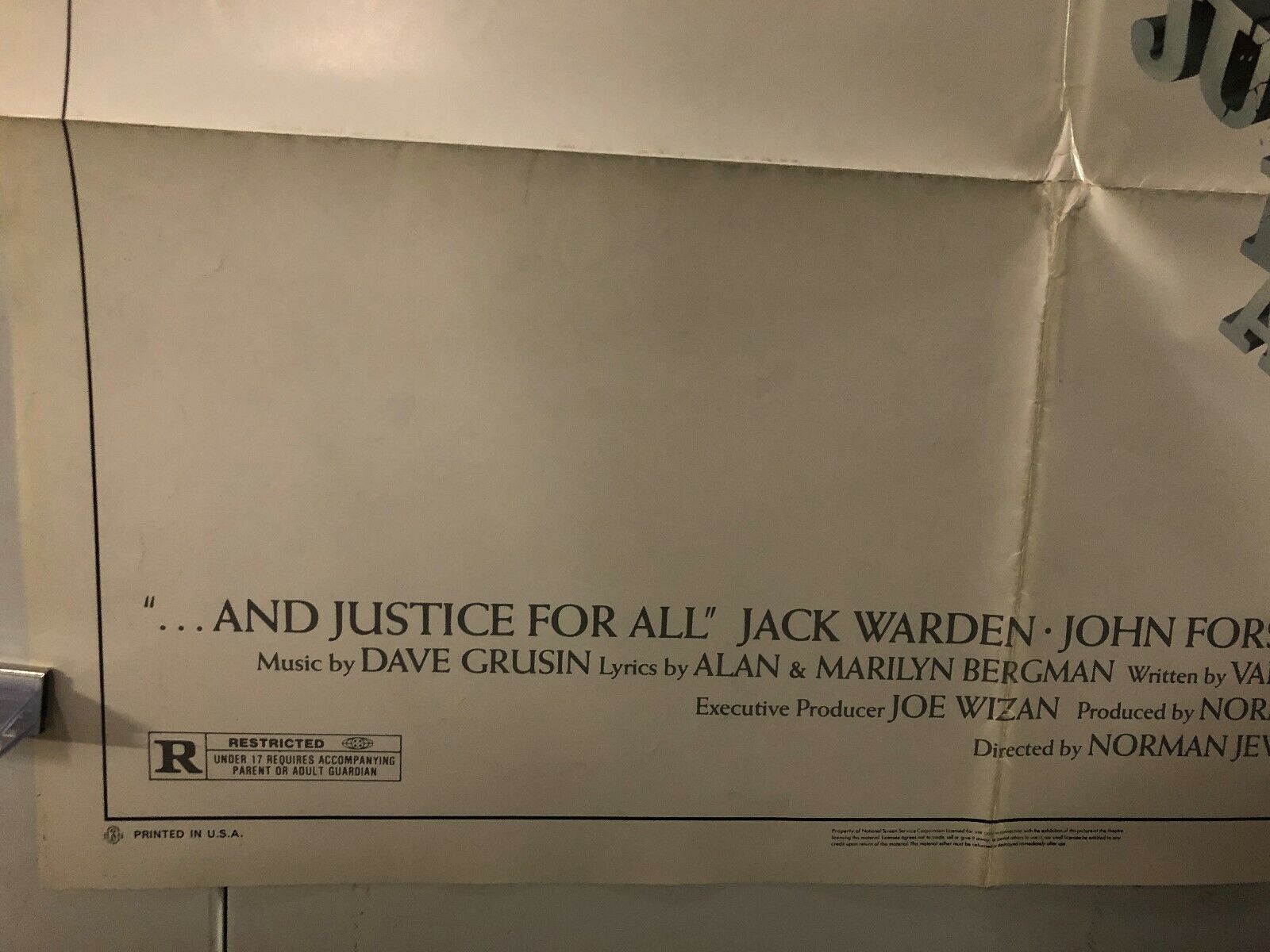 ...And Justice for All (Columbia, 1979). One Sheet (27" X 41"). Drama