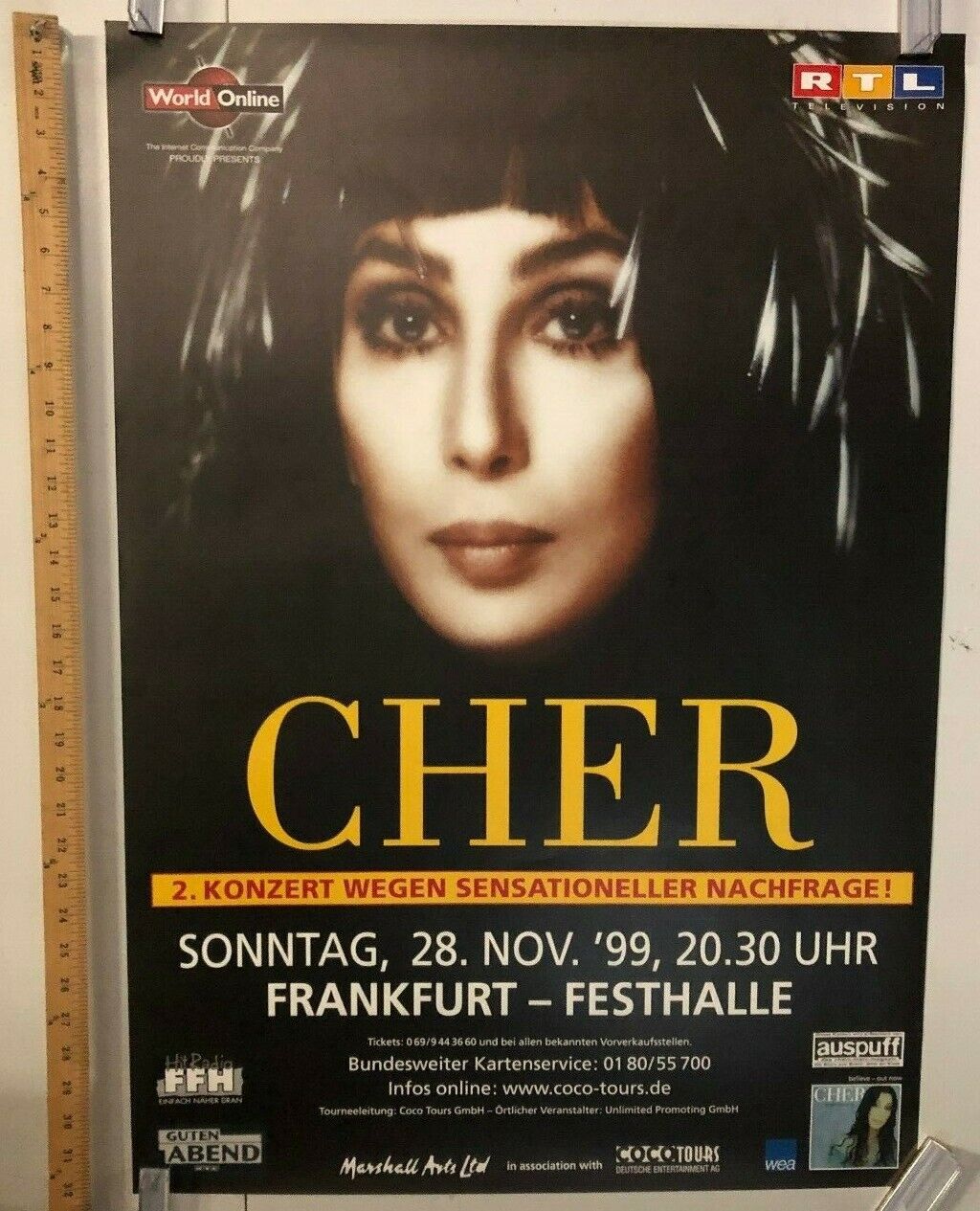 Cher 1999 German Concert Poster In Frankfurt @ Festhalle Classic Pop Dance