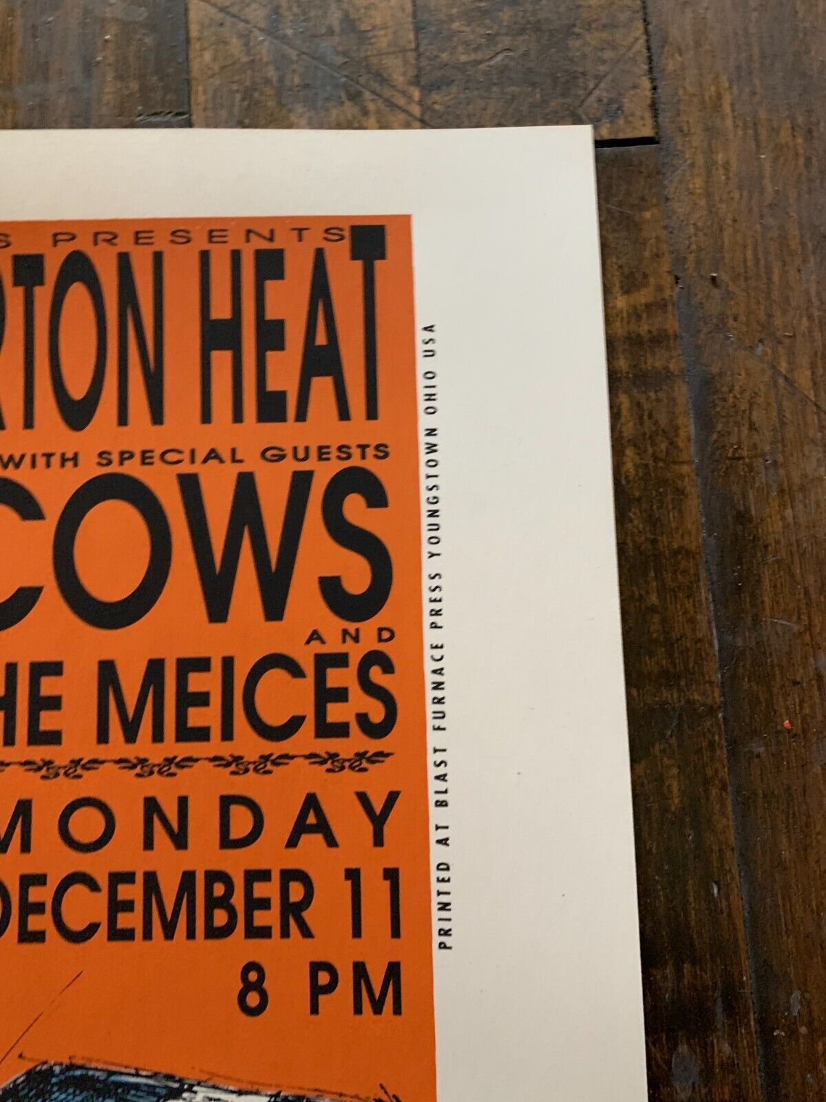 Derek Hess - 1995 - Reverend Horton Heat Poster S&N W/ Cows & The Meices @ Odeon