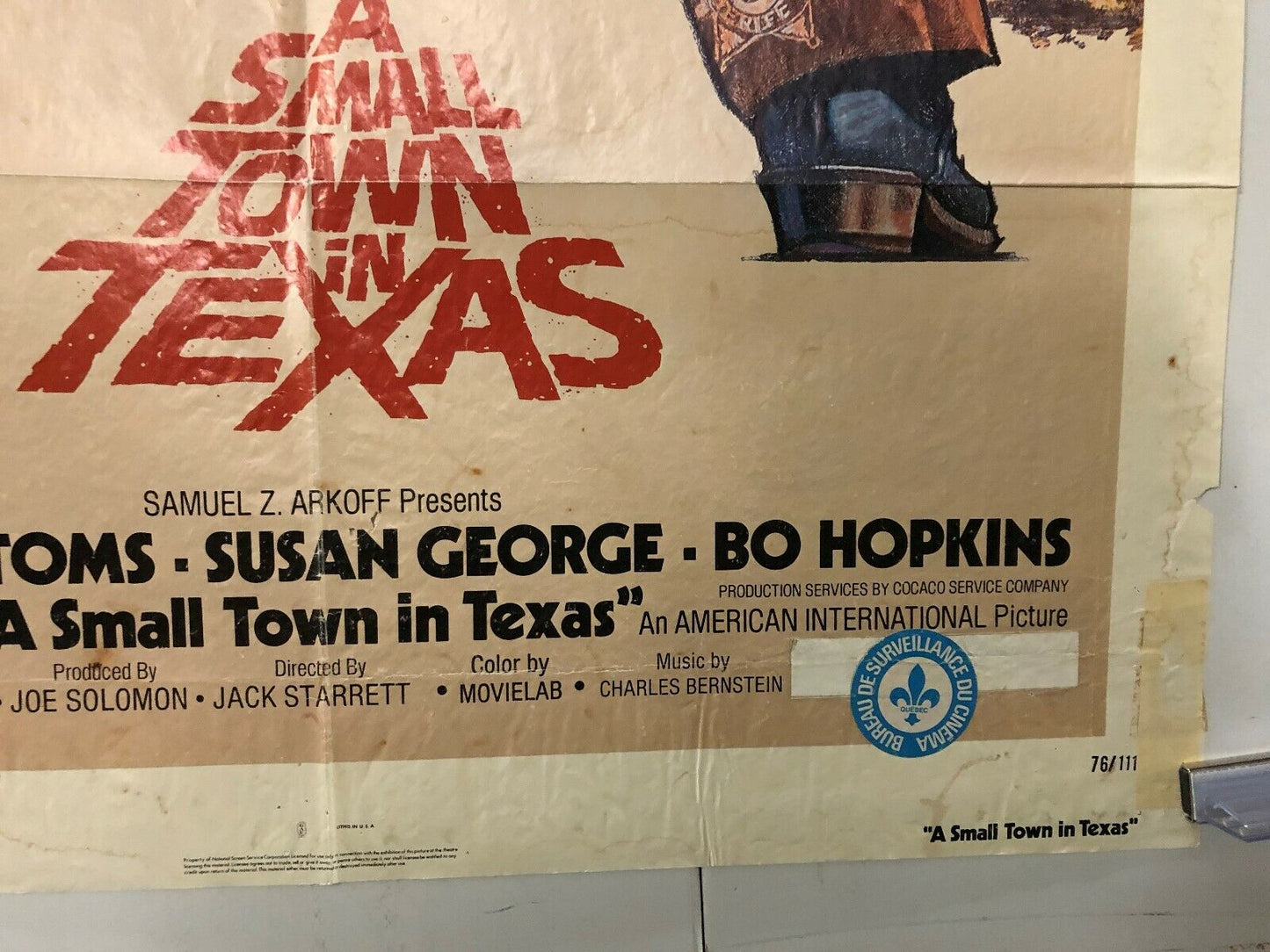 A Small Town in Texas American International, 1976 Vintage Movie Poster 27x41