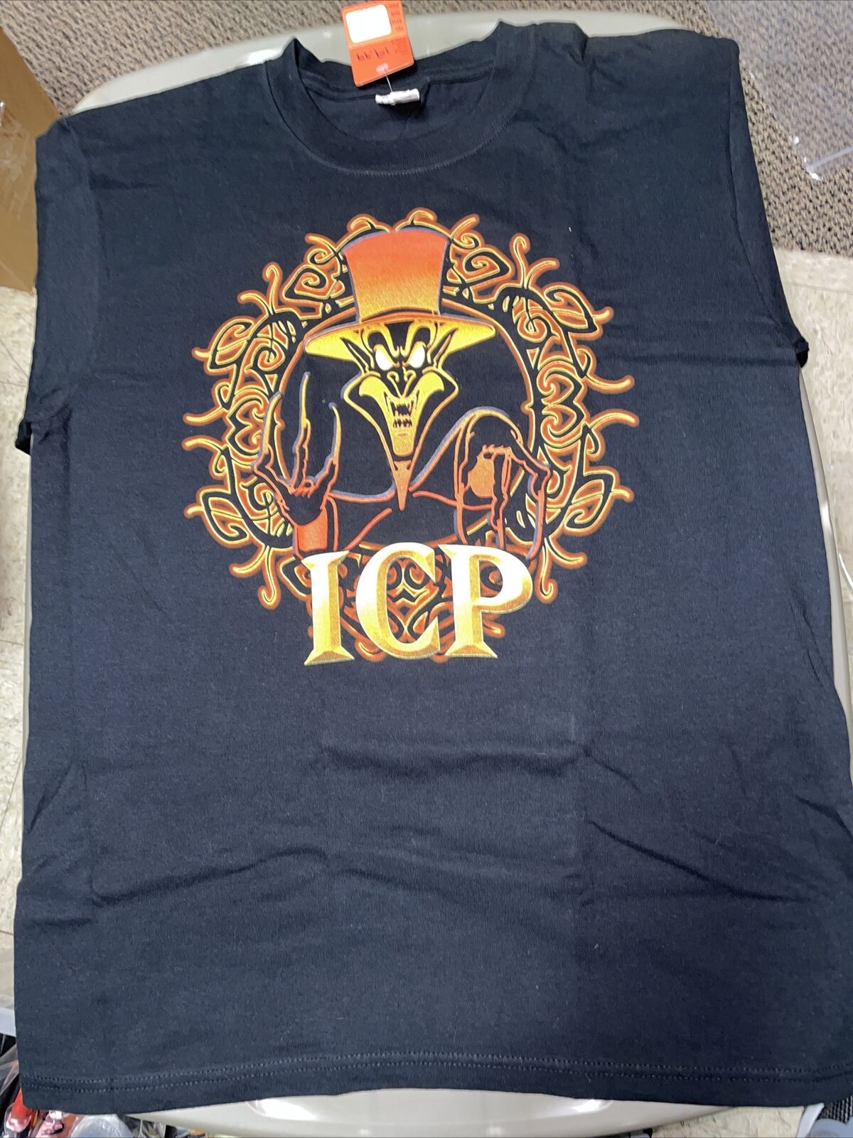 Vintage T Shirt - ICP Hatchet Man Jokers Card Dracula Black Orange Horror M