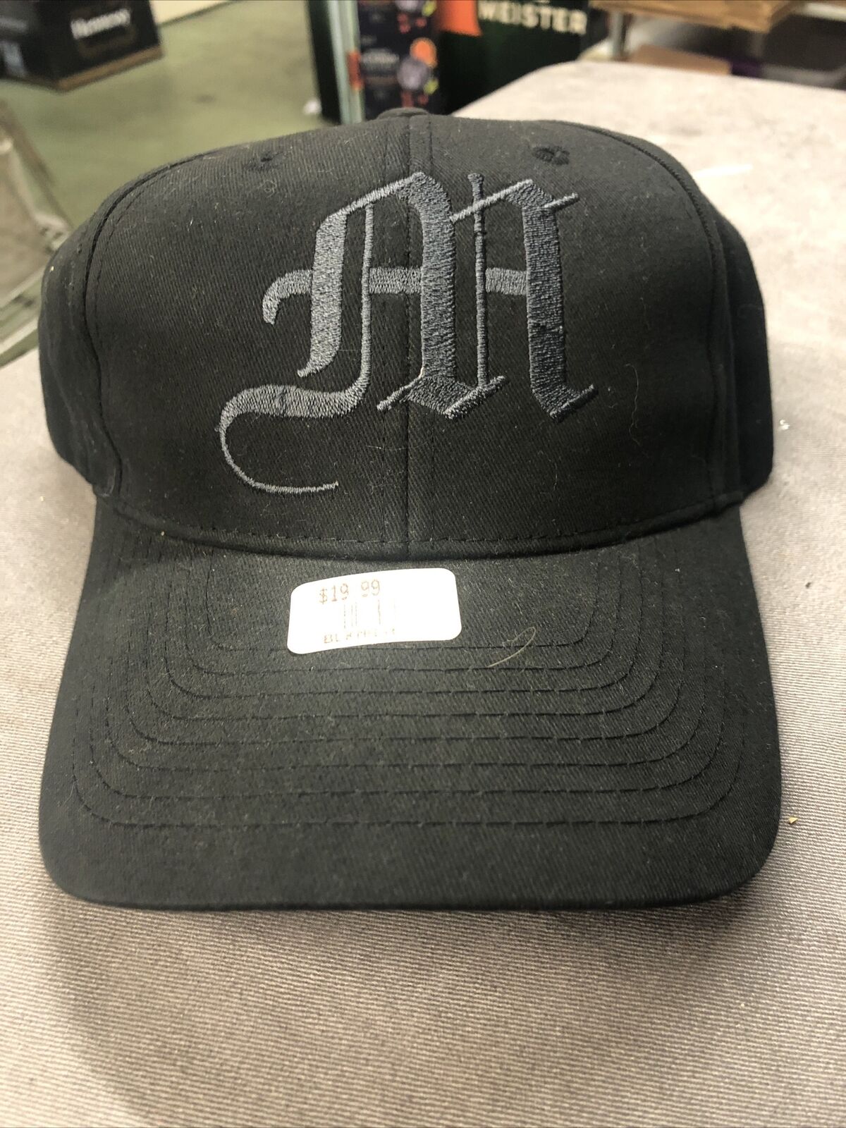 Back Strap Black M Logo Hat Stitched