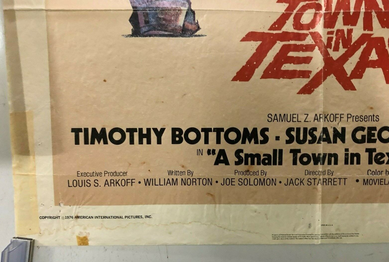 A Small Town in Texas American International, 1976 Vintage Movie Poster 27x41