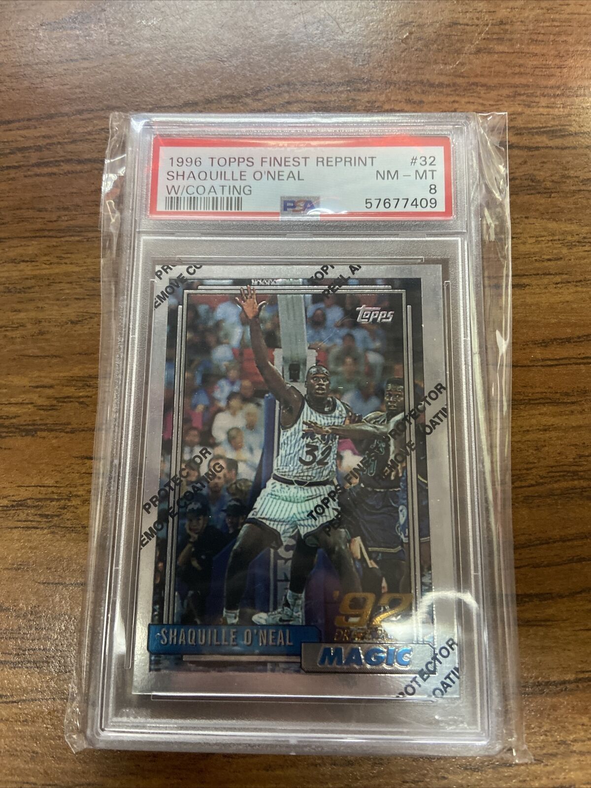 1996 Topps Finest Shaquille O’Neal w/Coating PSA 8 #32 Orlando Magic Shaq Pop 7