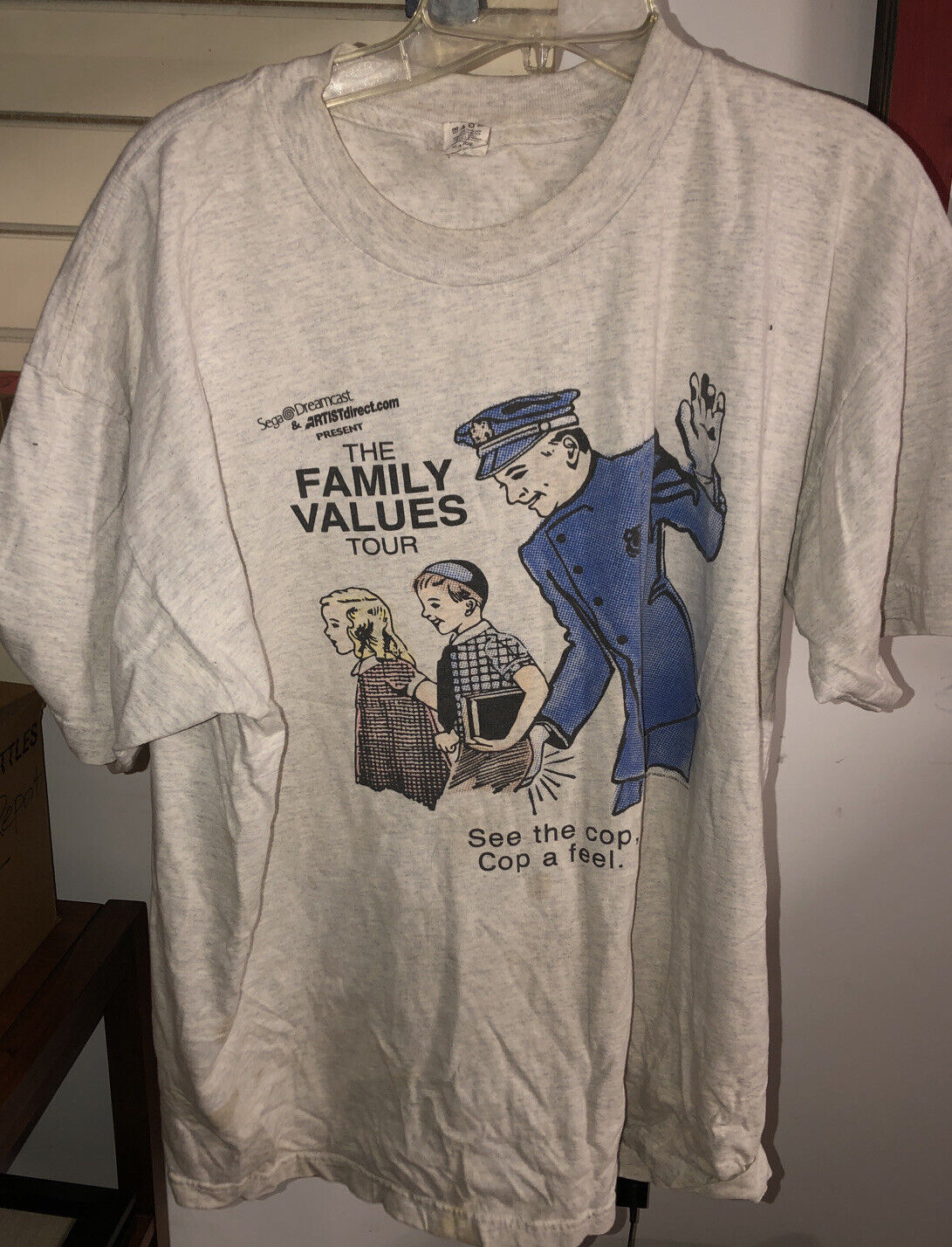 Vintage T Shirt - The Family Values Tour See A Cop, Cop A Feel XL Gray