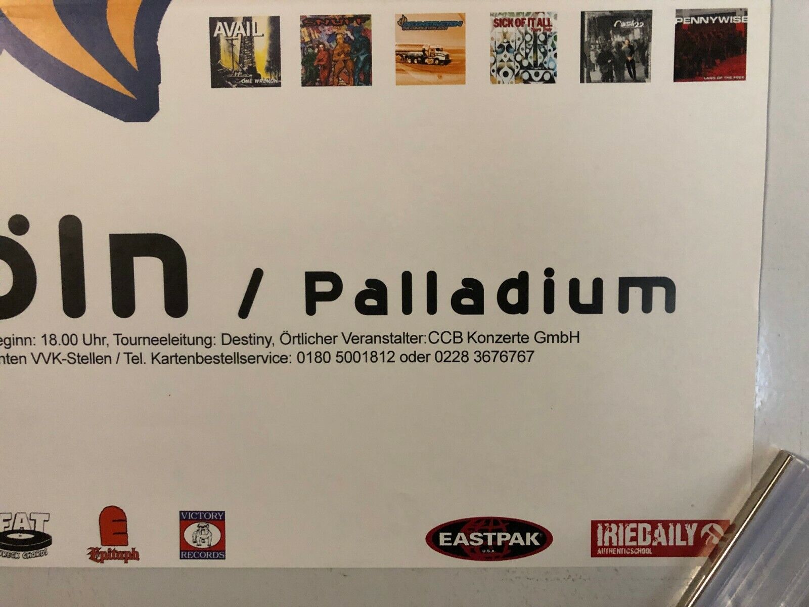 Deconstruction Tour 2001 Poster In Koln 2 Palladium Pennywise Lagwagon Punk