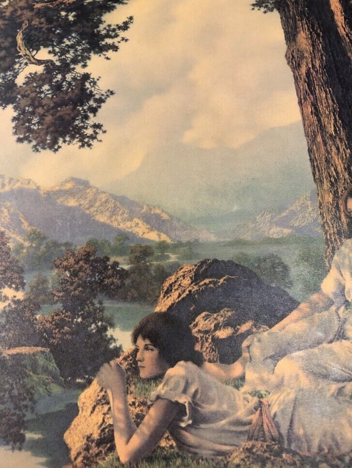 "Hill Top" Ladies under a tree by  Maxfield Parrish RARE PRINT