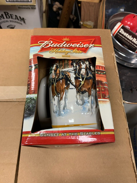 Budweiser 2006 Holiday Stein "Sunset At The Stables" NIB w/ COA Clydesdales