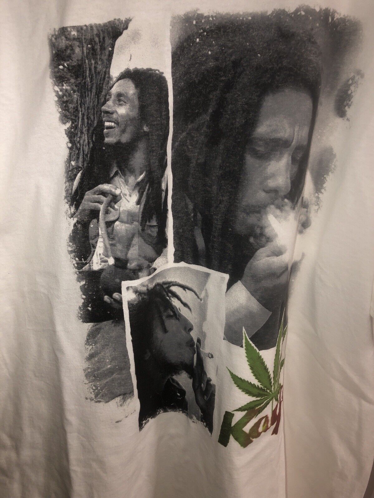 Vintage T Shirt - Bob Marley Smoking Weed Kaya White Zion Size XXL