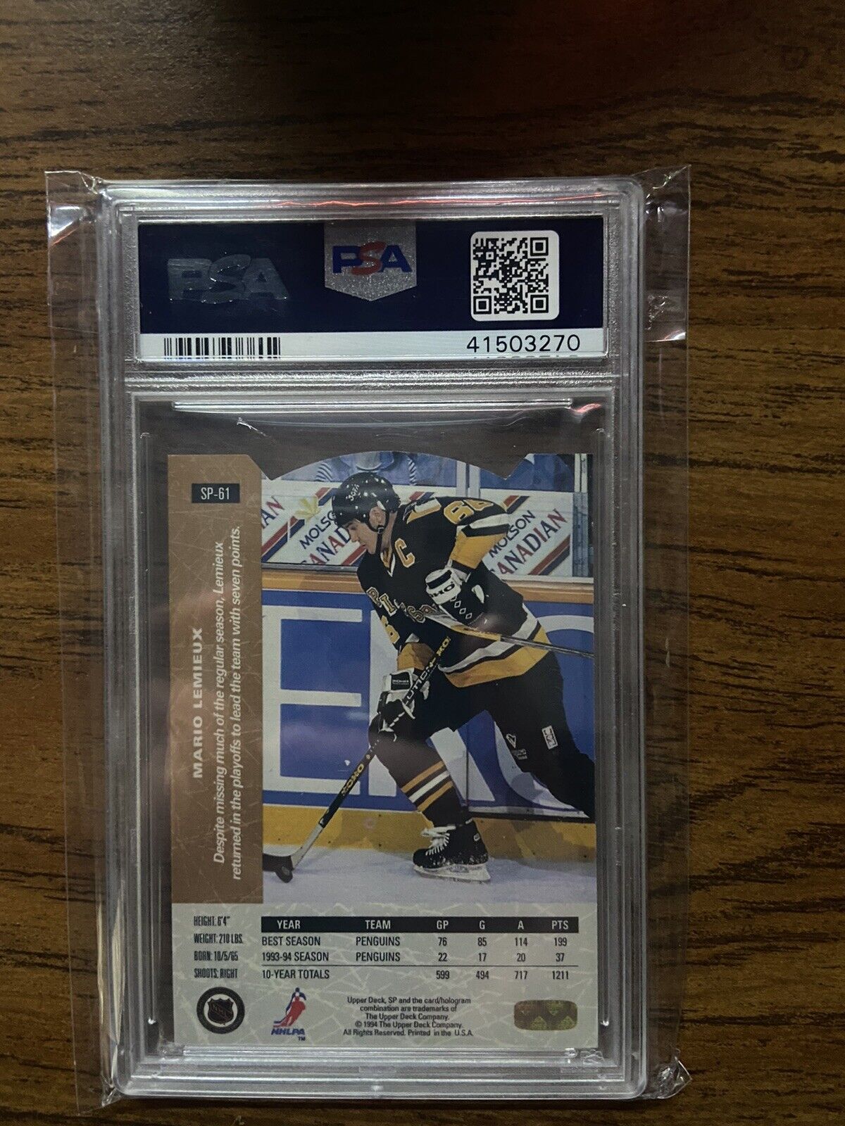 1994-95 Upper Deck SP Die-Cut Mario Lemieux #SP-61 HOF PSA 9 POP 3 ONLY 1 Higher