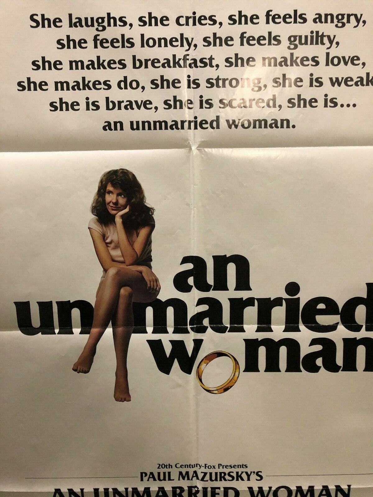 An Unmarried Woman (20th Century Fox, 1978). One Sheet (27" X 41"). Drama