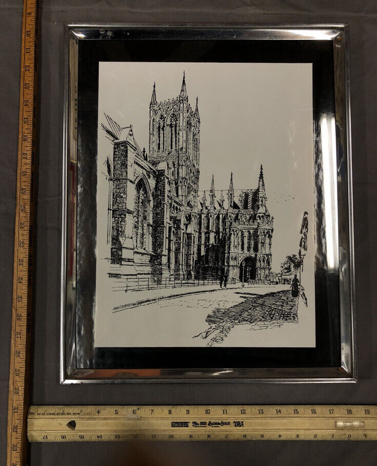 Framed Print –gothic Era Style Black White Building Rare Art Wall Decor Metal