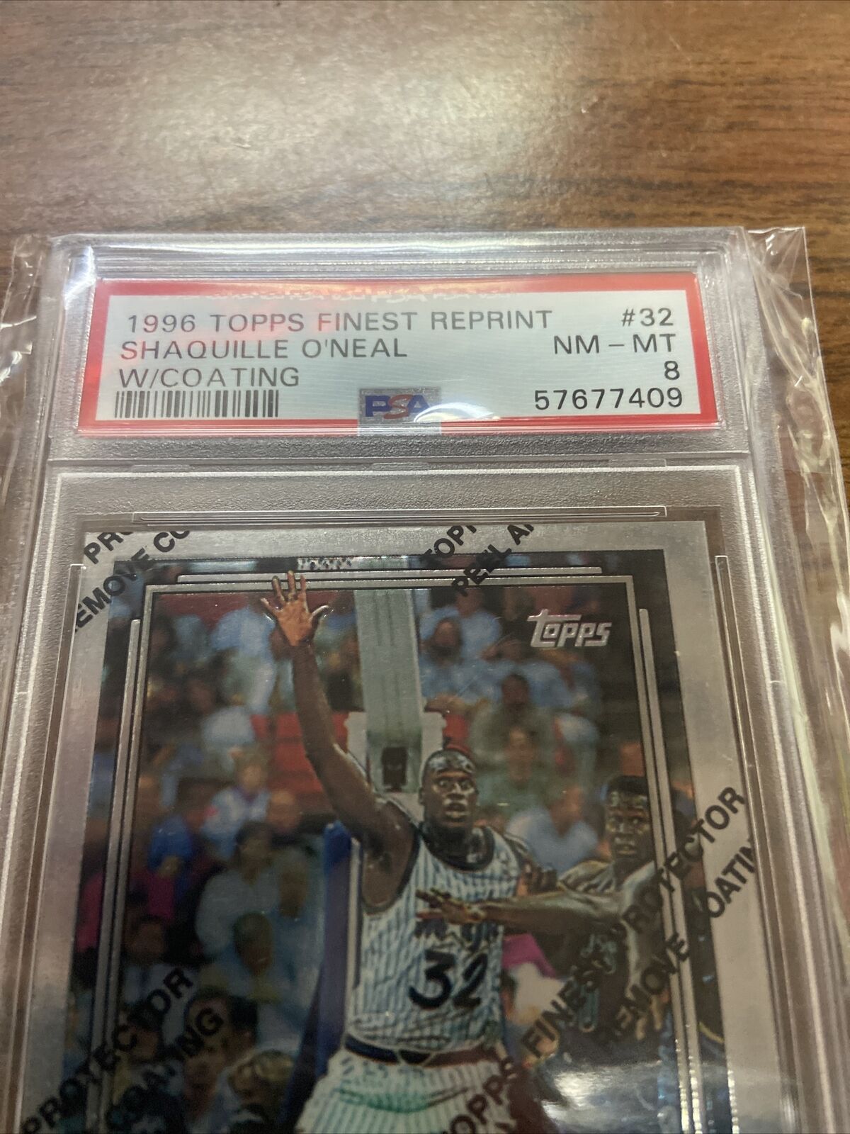 1996 Topps Finest Shaquille O’Neal w/Coating PSA 8 #32 Orlando Magic Shaq Pop 7