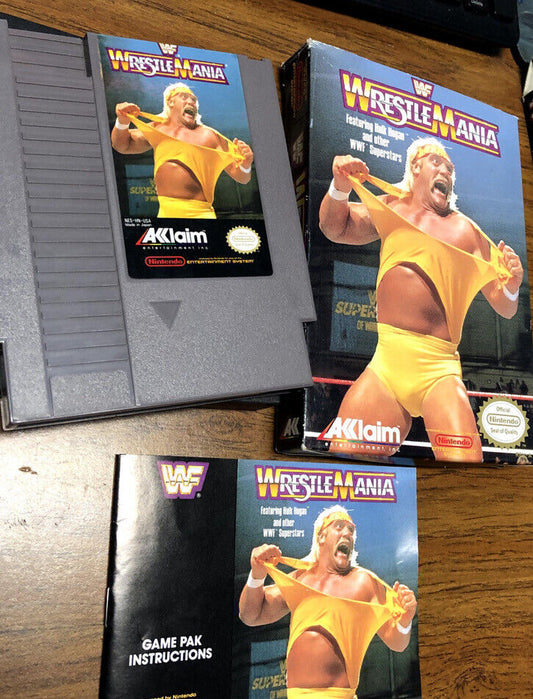 Wrestlemania NES (Nintendo Entertainment System, 1985) Box & Game - Super Clean