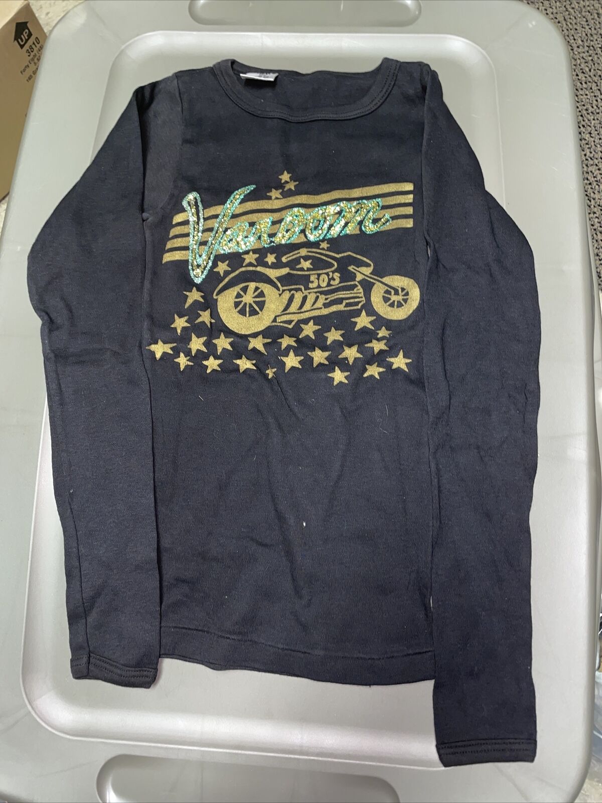 Vintage Youth T Shirt - Varoom 50’s Old School Long Sleeve Black Size M