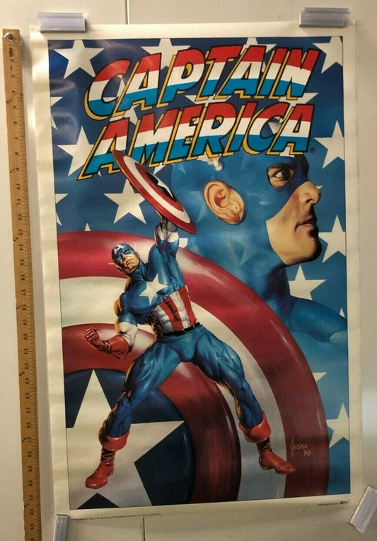 COMIC BOOK POSTER "Captain America" 1990 Dusko Printed In USA Marvel Hero