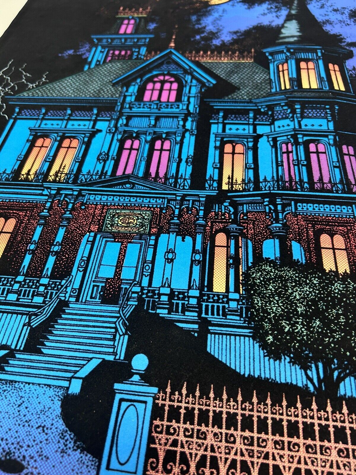 Black Light Poster "Ominous Mansion" Western Graphics Corporation NOS 1970