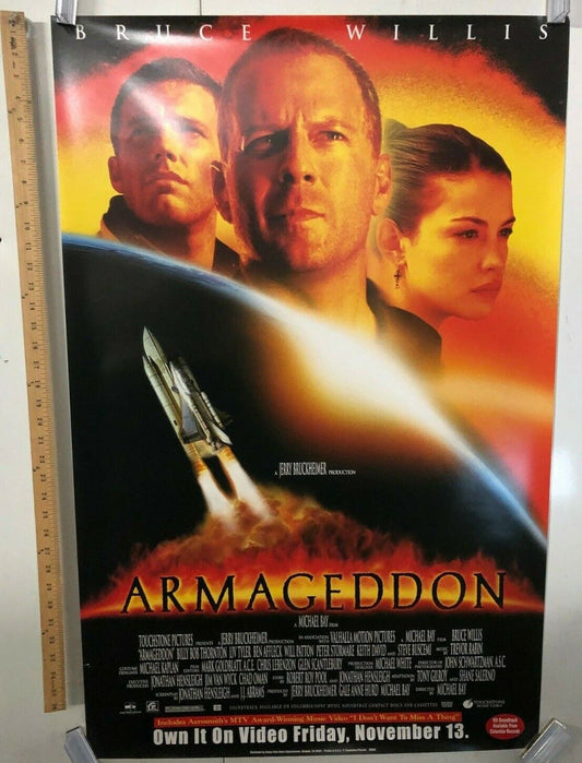 Armageddon Original Movie Promo Poster One Sheet Single Sided Bruce Willis 1998