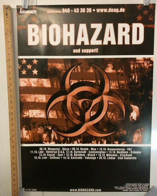 Biohazard Tales From The B Side German Tour Poster Hardcore Thrash Crossover