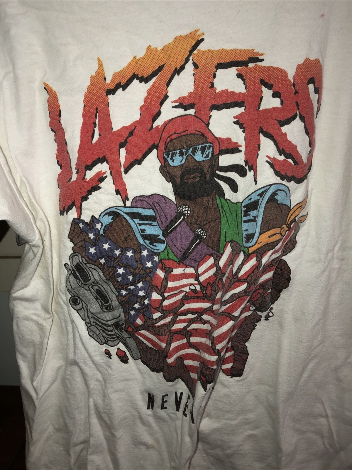 Vintage T Shirt - Lazers Never Die White 2010 Concert Major Lazer Tour Size S