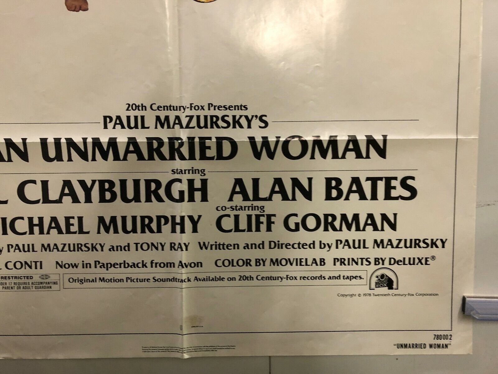 An Unmarried Woman (20th Century Fox, 1978). One Sheet (27" X 41"). Drama