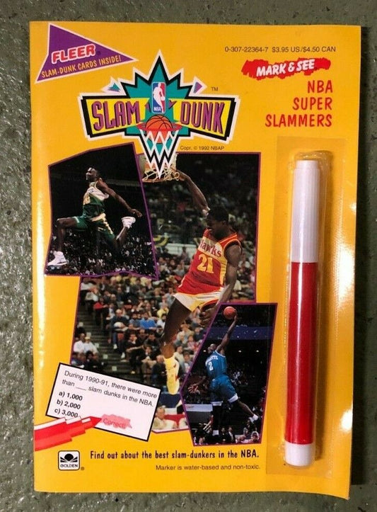 FLEER NBA Slam Dunk NBA Super Slammers Quiz Book With Mark & See Golden