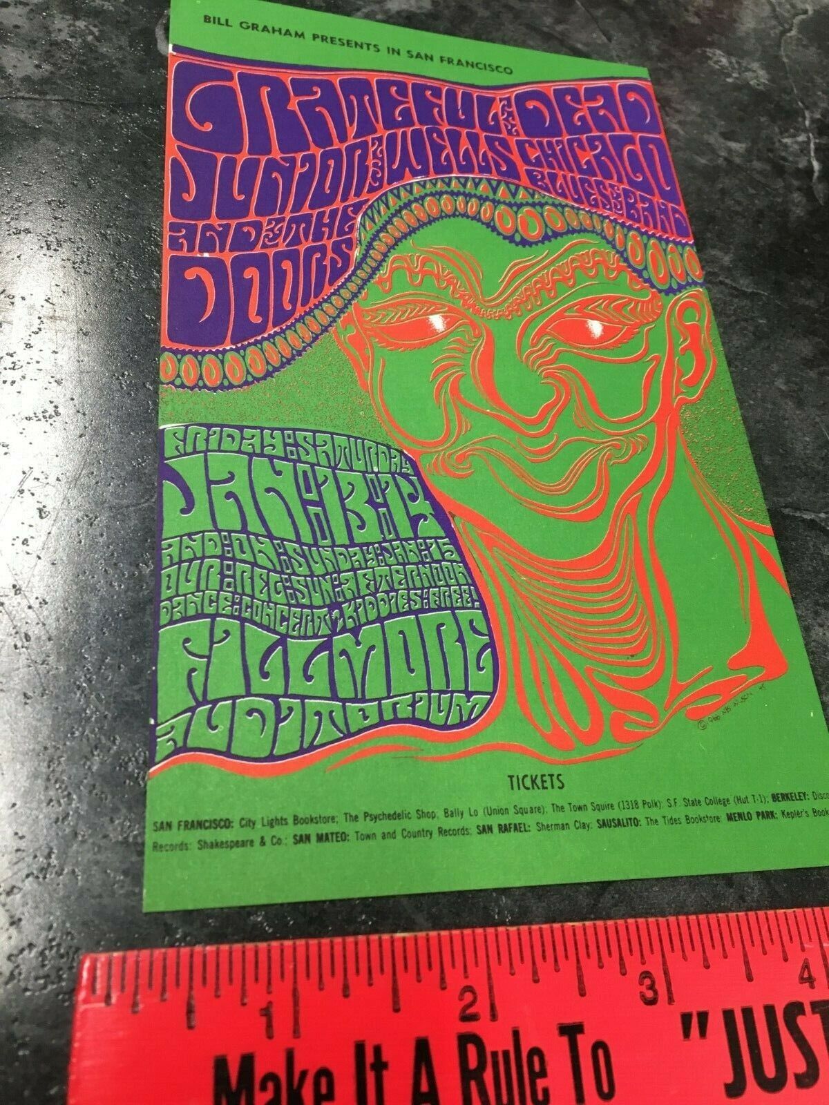 Bill Graham BG45 Handbill Junior Wells Chicago Blues Band, Grateful Dead, Doors 