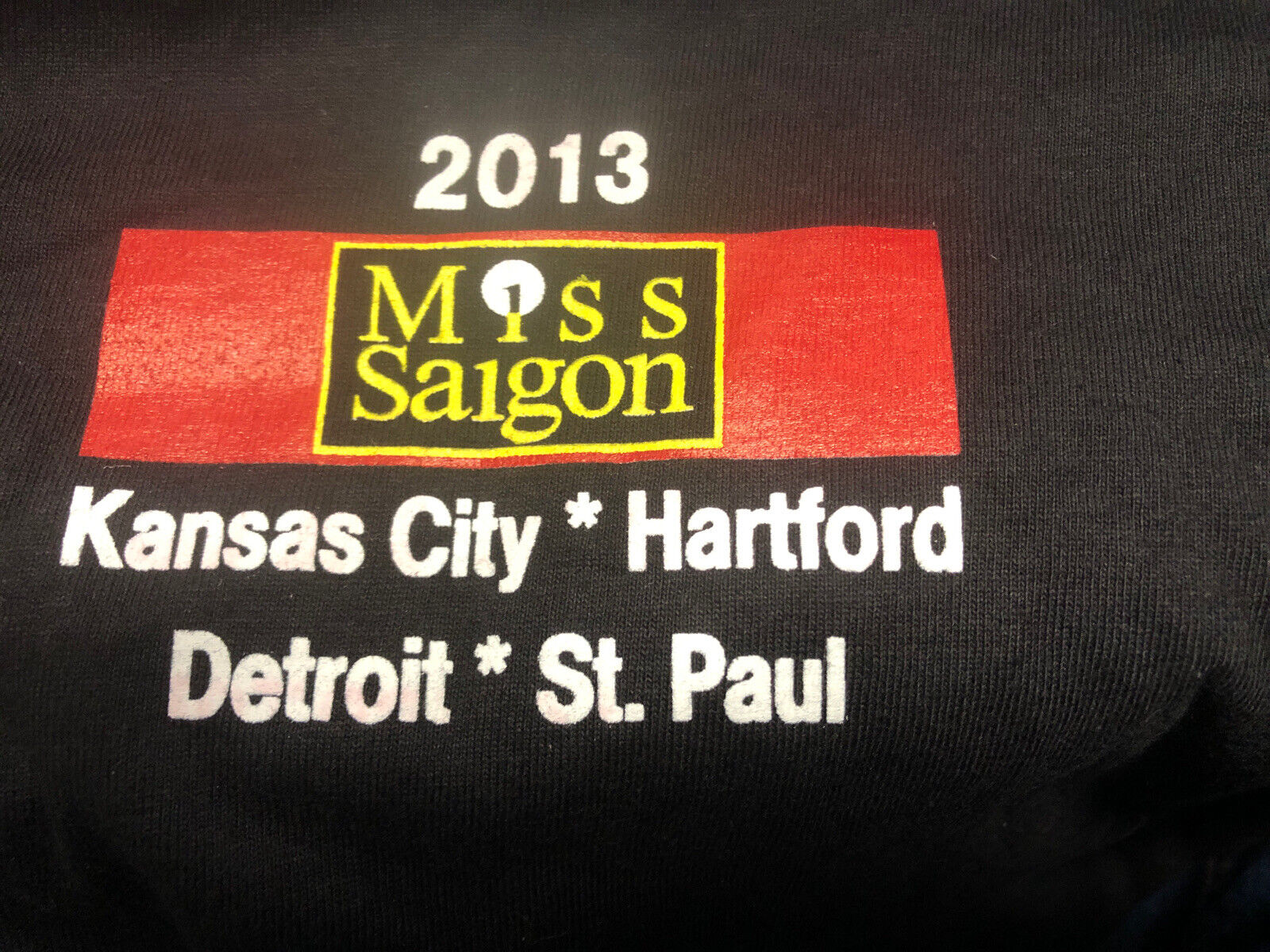 Vintage T Shirt - Miss Saigon Kansas City Hartford Detroit St.Paul Black 2013 XL