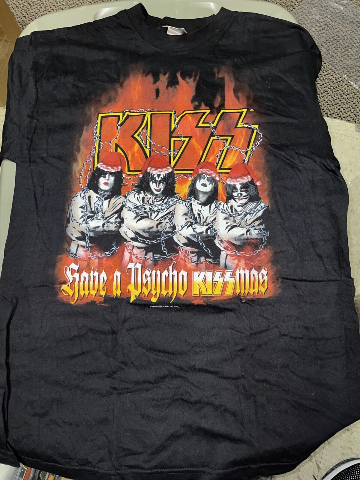 Vintage Rock T Shirt- Have A Merry Kissmass Kiss Band Merch Concert Black Red