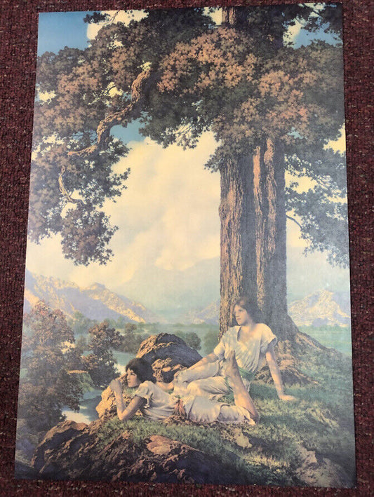 "Hill Top" Ladies under a tree by  Maxfield Parrish RARE PRINT