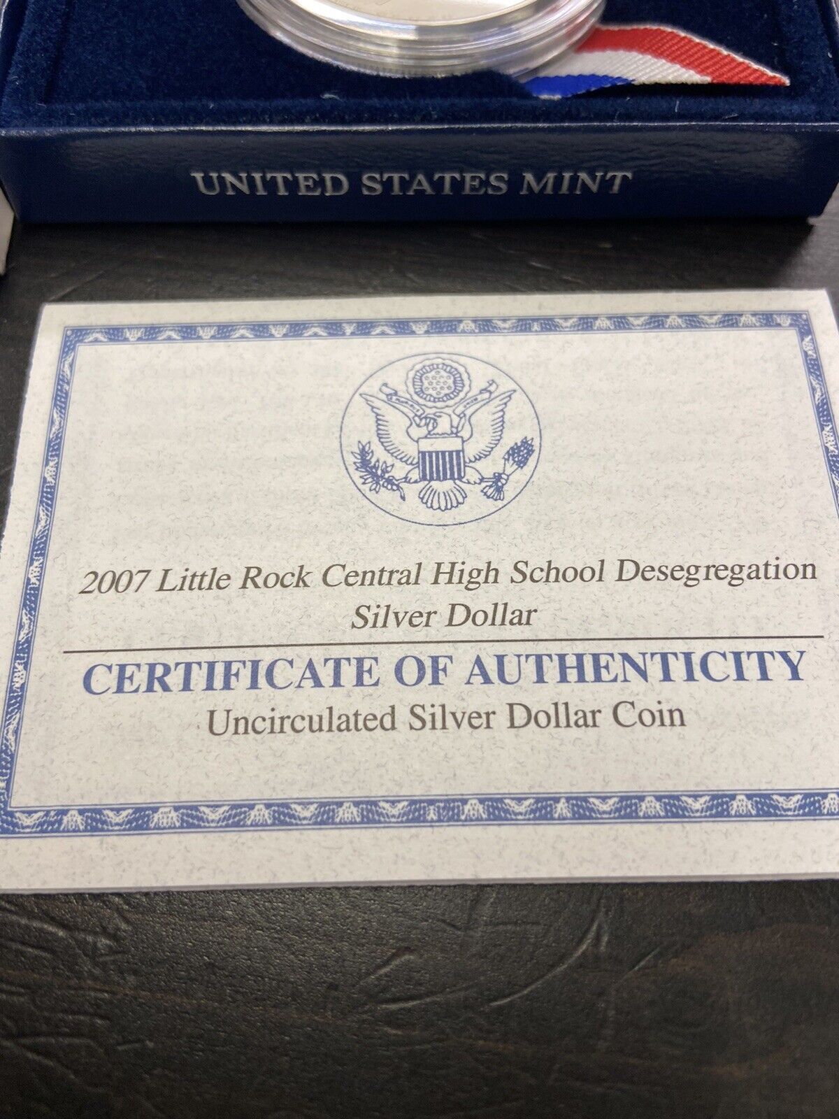 2007 Uncirculated Little Rock Central High School Desegregation Silver Dollar LR