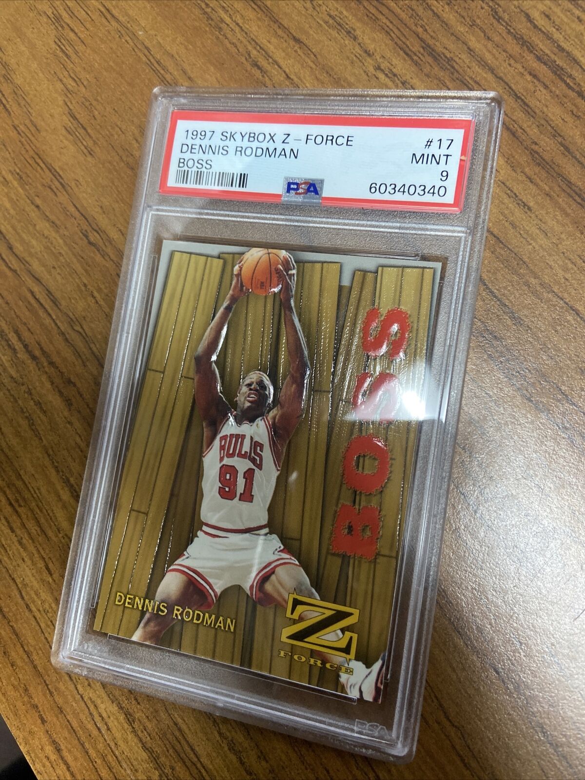 1997 Skybox Z-Force Boss #17 Dennis Rodman PSA 9 MINT Chicago Bulls HOF POP 8