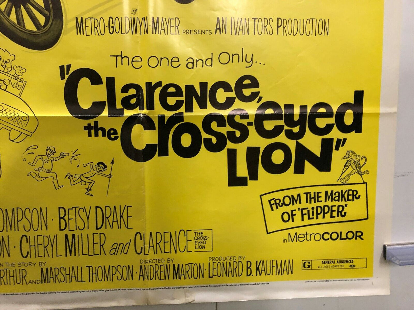 Clarence, the Cross-eyed Lion (MGM, 1965). One Sheet (27" X 41"). Comedy