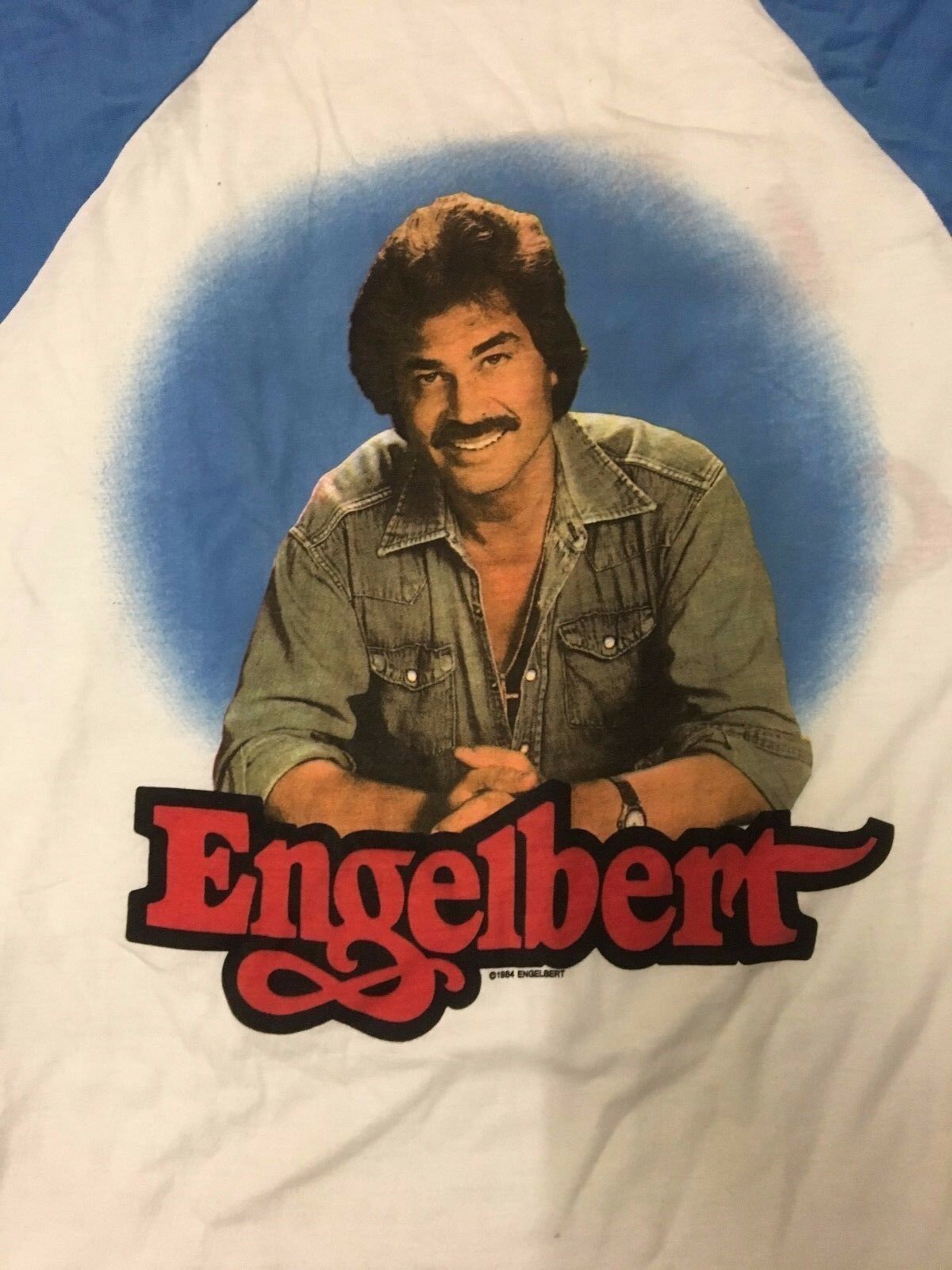 ENGELBERT - 1984- TOUR BASEBALL T-Shirt RARE - LIVE IN CONCERT NICE WHITE XL