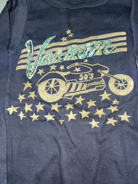 Vintage Youth T Shirt - Varoom 50’s Old School Long Sleeve Black Size M