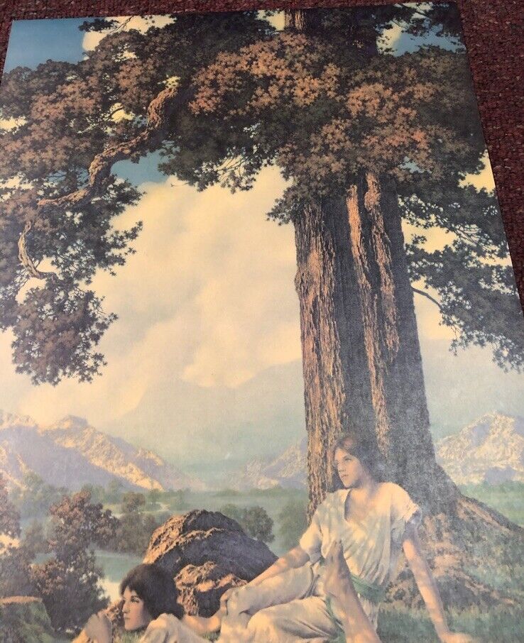 "Hill Top" Ladies under a tree by  Maxfield Parrish RARE PRINT