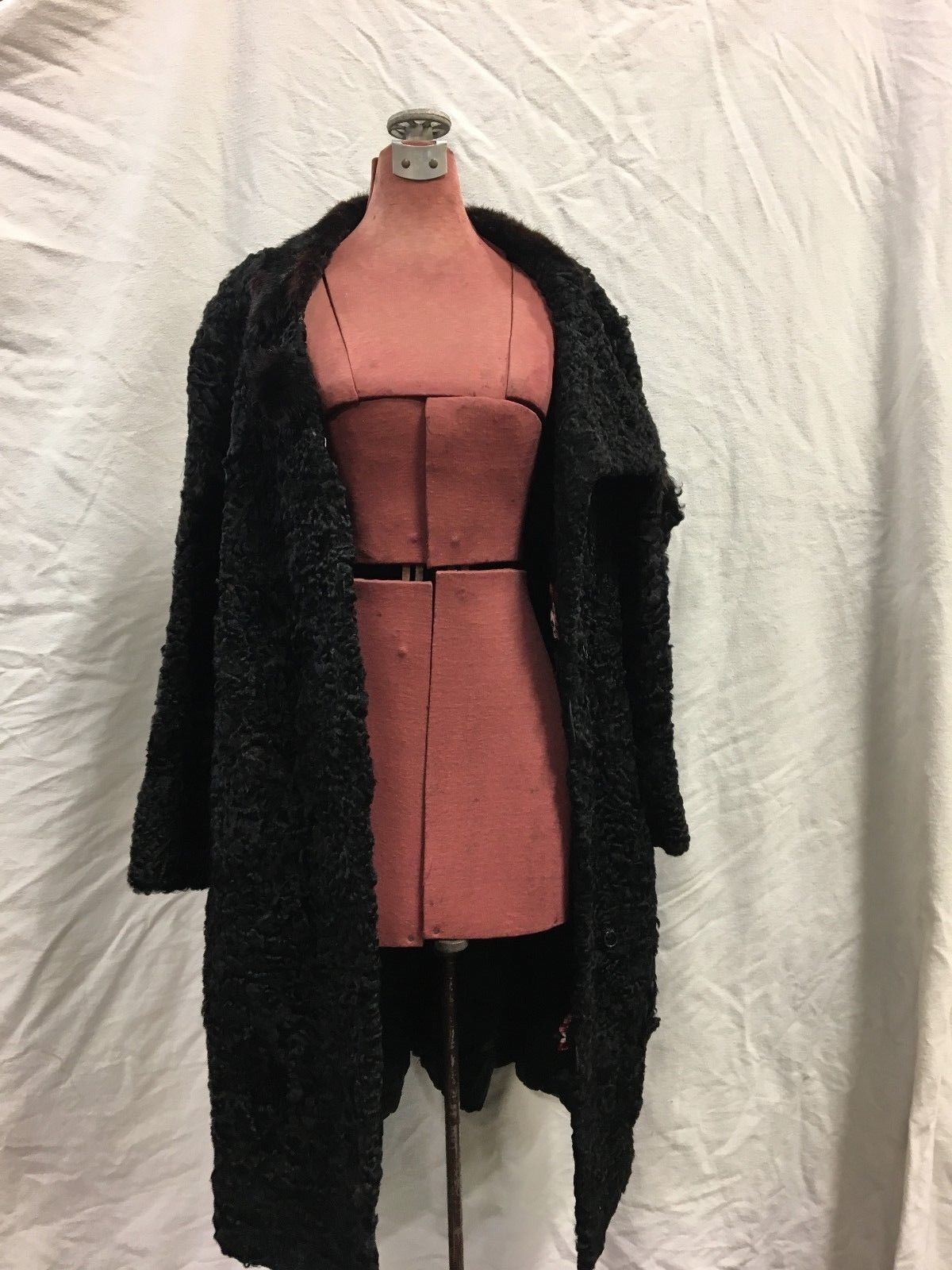 Black Lamb with mink coral/button- pink embroider, Aaron Fur Company - Furriers