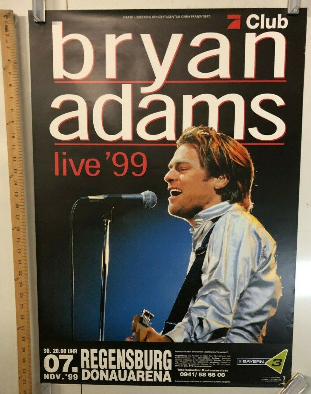 Bryan Adams Live 1999 Regensburg Concert Poster @ Donauarena Classic Rock