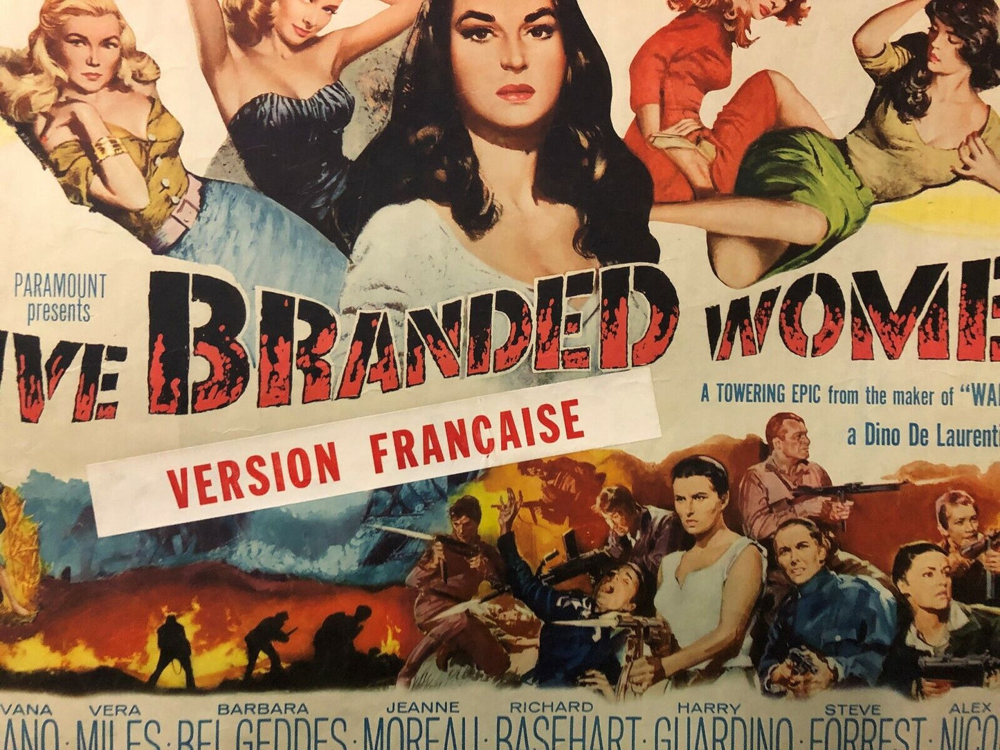 Five Branded Women (Paramount, 1960). Half Sheet (22" X 28"). War French Version