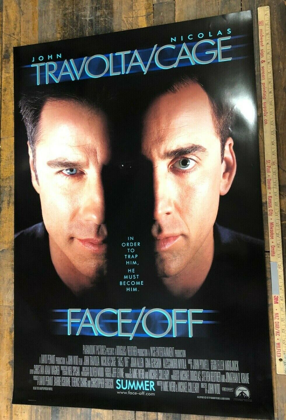 Face/Off (Paramount, 1997). Rolled, Very Fine+. One Sheet (27" X 40") DS Advance