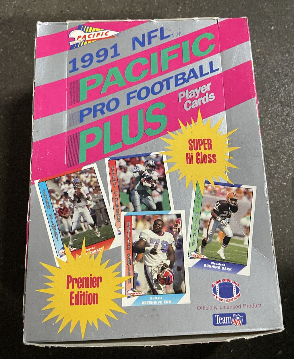 1991 Pacific Plus Series 1 Football Wax Box glossy  front RARE VINTAGE 